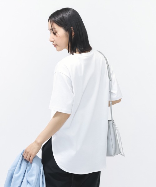 TIGORA(ティゴラ)の「ティゴラ TIGORA UVカットシルキーコットンラウンドテールTシャツ(Tシャツ/カットソー・レディース・ホワイト/ブラック/カーキ・S/M/L/XL)」の14枚目の写真