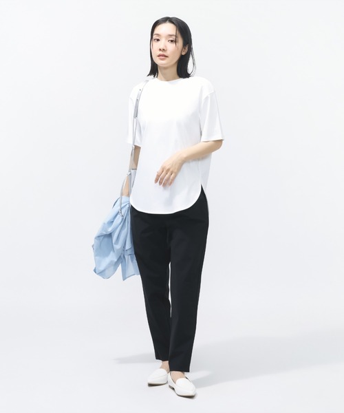 TIGORA(ティゴラ)の「ティゴラ TIGORA UVカットシルキーコットンラウンドテールTシャツ(Tシャツ/カットソー・レディース・ホワイト/ブラック/カーキ・S/M/L/XL)」の15枚目の写真
