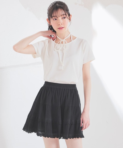 Honeys（ハニーズ）の「ホルター付トップス（Tシャツ/カットソー・レディース・レッド/ブラック/サックスブルー/アイボリー・S/M/L）」の19枚目の写真