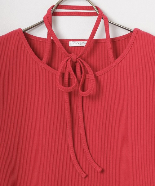 Honeys（ハニーズ）の「ホルター付トップス（Tシャツ/カットソー・レディース・レッド/ブラック/サックスブルー/アイボリー・S/M/L）」の16枚目の写真