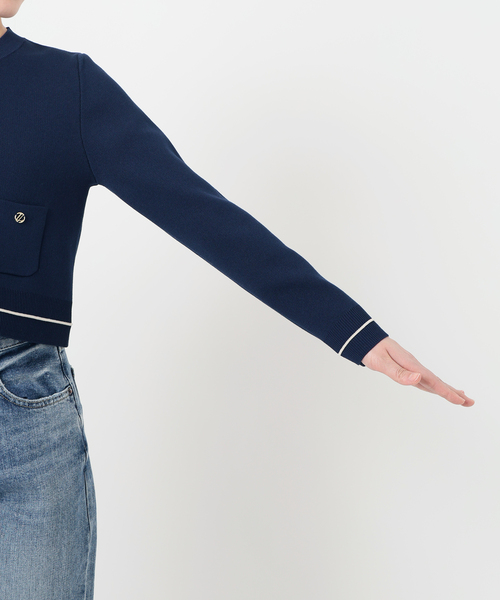 La TOTALITE（ラトータリテ）の「【洗える】ウォッシャブルスムースカーディガン（カーディガン/ボレロ・レディース・ネイビー/オレンジ/ホワイト・FREE）」の4枚目の写真