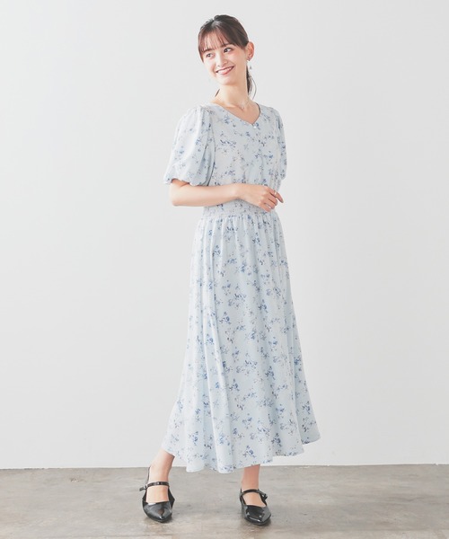 Honeys（ハニーズ）の「ボリューム袖ワンピース（ワンピース・レディース・ホワイト系その他/サックスブルー系/ピンク系その他/ブラック系その他・3L/L/LL/M/S）」の9枚目の写真