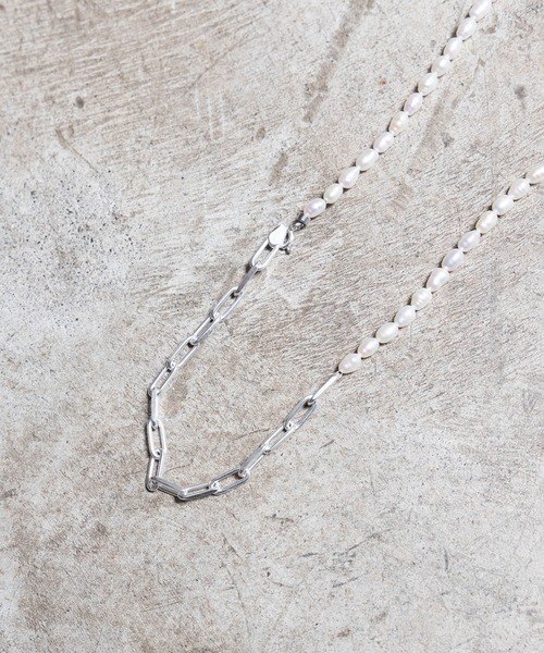 セール】Magine:PEARL&SILVER 925 CUT AZUKI CHAIN MIX NECKLACE