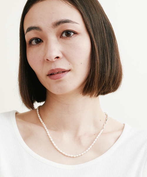 セール】Magine:PEARL&SILVER 925 CUT AZUKI CHAIN MIX NECKLACE