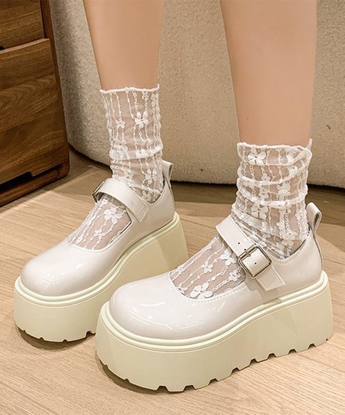 Miniministore(ミニミニストア)の「厚底ローファー レディース韓国風 美脚靴(ローファー・レディース・アイボリー/ブラック系2/ブラック系1・24.0cm/24.5cm/23.5cm/22.5cm/23.0cm)」の2枚目の写真