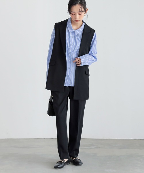 n'OrLABEL（ノアールレーベル）の「『サイドラインストライプシャツ』（シャツ/ブラウス・レディース・オフホワイト/ブルー/ネイビー/グリーン・FREE）」の12枚目の写真