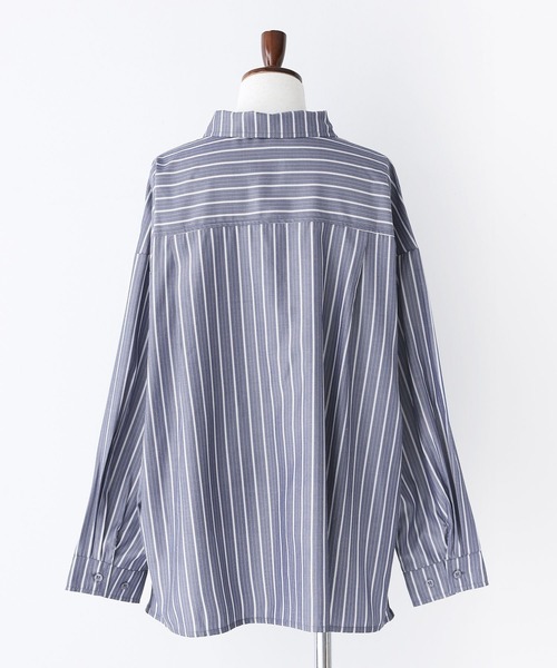n'OrLABEL（ノアールレーベル）の「『サイドラインストライプシャツ』（シャツ/ブラウス・レディース・オフホワイト/ブルー/ネイビー/グリーン・FREE）」の15枚目の写真