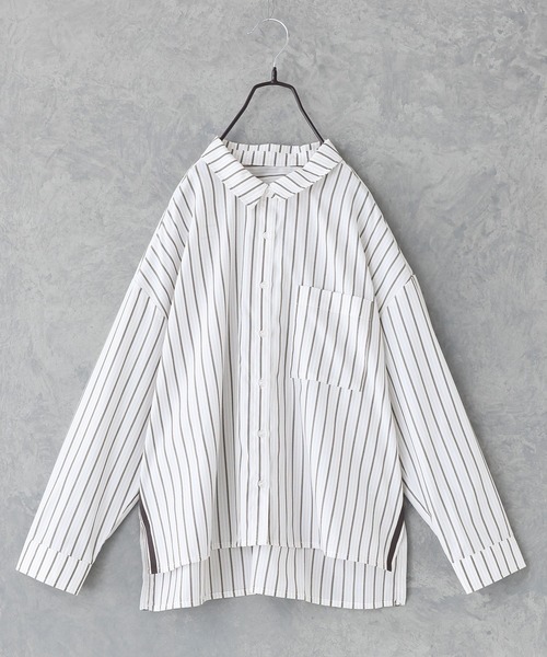 n'OrLABEL（ノアールレーベル）の「『サイドラインストライプシャツ』（シャツ/ブラウス・レディース・オフホワイト/ブルー/ネイビー/グリーン・FREE）」の19枚目の写真