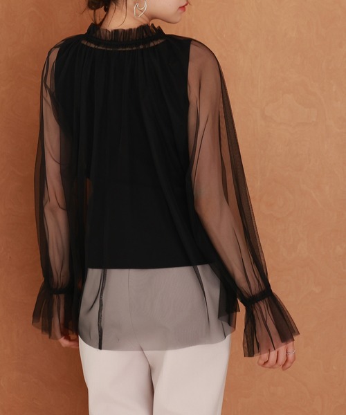 SAISON DE PAPILLON(セゾンドパピヨン)の「ノースリーブカットソーとチュールブラウスの2点セット(シャツ/ブラウス・レディース・ブラック/アイボリー/ピンク・L/M/S)」の15枚目の写真