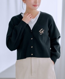 ブローチ付きコットンブレンドカーディガン 【低身長・小柄女性】