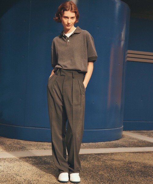 THE SHINZONE（ザ　シンゾーン）の「THE SHINZONE/シンゾーン　ワイドポロシャツ　WIDE POLO SHIRT　25MMSCU09（ポロシャツ・レディース・ネイビー/チャコールグレー・FREE）」の9枚目の写真