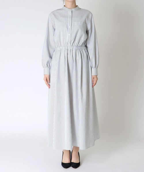 Jines（ジネス）の「サッカーストライプシャツワンピース（ワンピース・レディース・ライトグレー/ネイビー・38）」の11枚目の写真