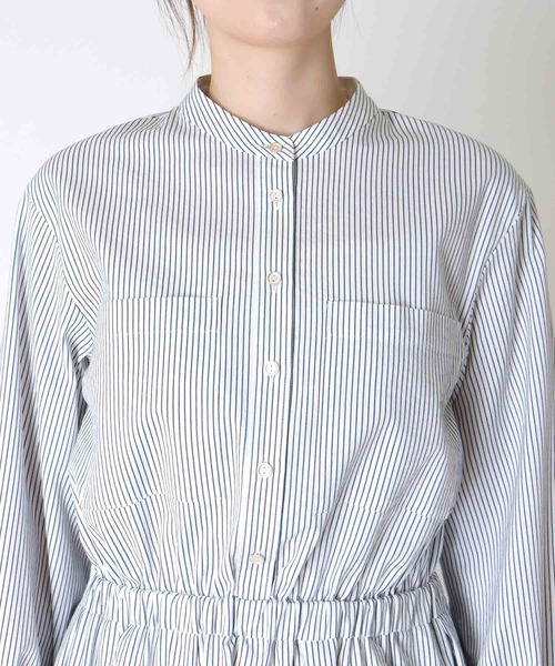 Jines（ジネス）の「サッカーストライプシャツワンピース（ワンピース・レディース・ライトグレー/ネイビー・38）」の14枚目の写真