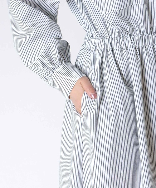 Jines（ジネス）の「サッカーストライプシャツワンピース（ワンピース・レディース・ライトグレー/ネイビー・38）」の16枚目の写真