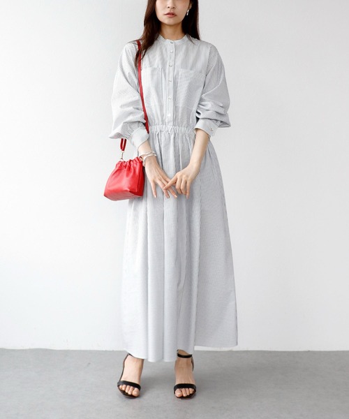 Jines（ジネス）の「サッカーストライプシャツワンピース（ワンピース・レディース・ライトグレー/ネイビー・38）」の22枚目の写真