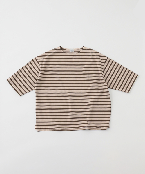 JOURNAL STANDARD J.S HOMESTEAD(ジャーナルスタンダードホームステッド)の「J.S.Homestead / ピグメントボーダー ボートネックTシャツ(Tシャツ/カットソー・メンズ・ブルー系その他/ベージュ/グレー・MEDIUM/LARGE)」の1枚目の写真