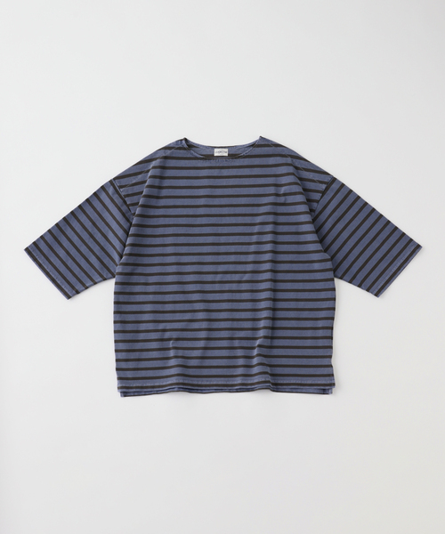 JOURNAL STANDARD J.S HOMESTEAD(ジャーナルスタンダードホームステッド)の「J.S.Homestead / ピグメントボーダー ボートネックTシャツ(Tシャツ/カットソー・メンズ・ブルー系その他/ベージュ/グレー・MEDIUM/LARGE)」の3枚目の写真