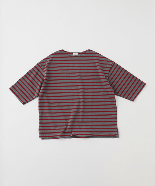 JOURNAL STANDARD J.S HOMESTEAD(ジャーナルスタンダードホームステッド)の「J.S.Homestead / ピグメントボーダー ボートネックTシャツ(Tシャツ/カットソー・メンズ・ブルー系その他/ベージュ/グレー・MEDIUM/LARGE)」の2枚目の写真