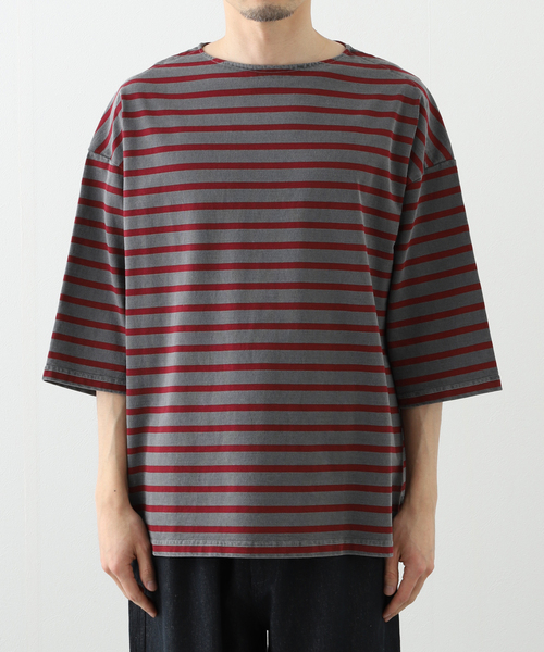 JOURNAL STANDARD J.S HOMESTEAD(ジャーナルスタンダードホームステッド)の「J.S.Homestead / ピグメントボーダー ボートネックTシャツ(Tシャツ/カットソー・メンズ・ブルー系その他/ベージュ/グレー・MEDIUM/LARGE)」の7枚目の写真