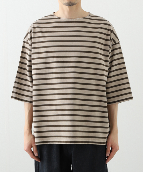 JOURNAL STANDARD J.S HOMESTEAD(ジャーナルスタンダードホームステッド)の「J.S.Homestead / ピグメントボーダー ボートネックTシャツ(Tシャツ/カットソー・メンズ・ブルー系その他/ベージュ/グレー・MEDIUM/LARGE)」の8枚目の写真