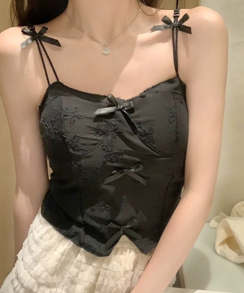 セール】花柄フロントリボンキャミトップス（キャミソール）｜ampm