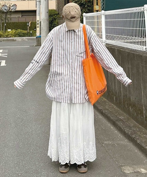 CORNERS by KR（コーナーズバイケーアール）の「【CORNERS by KR】刺繍ストライプオーバーシャツ（シャツ/ブラウス・レディース・ベージュ/ブルー/ネイビー・M）」の22枚目の写真