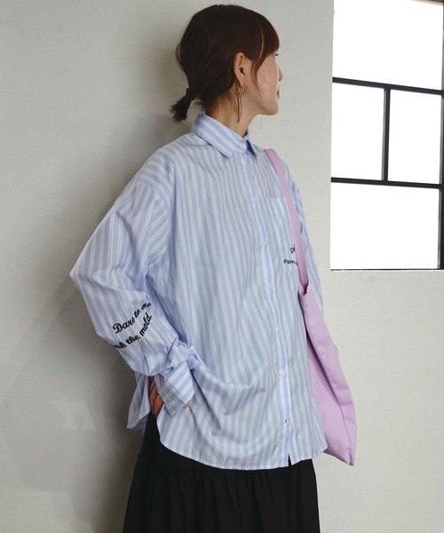 ネイバーフッド スコーピオンシャツ M 刺繍 美品 日本製 ストライプ