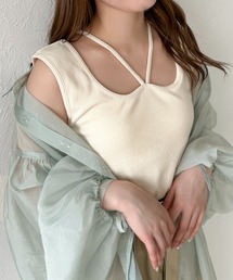 apres jour clair | 【apres jour clair】カップ付きデザインタンク(タンクトップ)