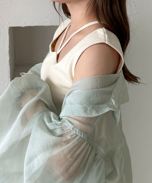 apres jour clair（アプレジュールクレア）の「【apres jour clair】カップ付きデザインタンク（タンクトップ・レディース・ブラック/アイボリー/オレンジ系その他・X-LARGE/フリー）」の6枚目の写真