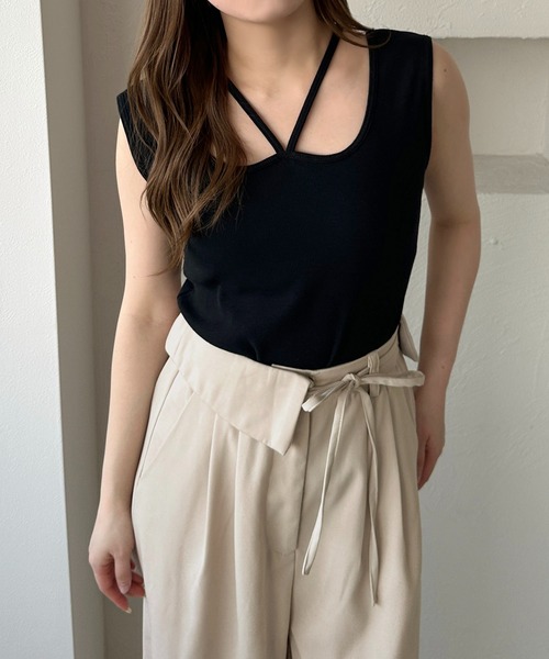 apres jour clair（アプレジュールクレア）の「【apres jour clair】カップ付きデザインタンク（タンクトップ・レディース・ブラック/アイボリー/オレンジ系その他・X-LARGE/フリー）」の10枚目の写真