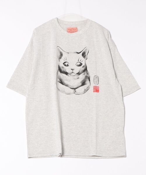 CORISCO(コリスコ)の「アニマル水墨画風Tシャツ(M1)(Tシャツ/カットソー・メンズ・オートミール/キナリ/ホワイト系1/ホワイト系2・MEDIUM/LARGE/X-LARGE)」の4枚目の写真