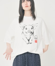 アニマル水墨画風Tシャツ(M1)
