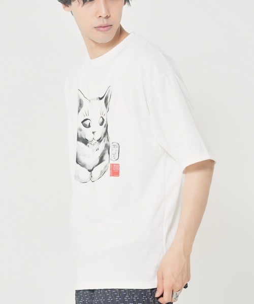 CORISCO(コリスコ)の「アニマル水墨画風Tシャツ(M1)(Tシャツ/カットソー・メンズ・オートミール/キナリ/ホワイト系1/ホワイト系2・MEDIUM/LARGE/X-LARGE)」の9枚目の写真