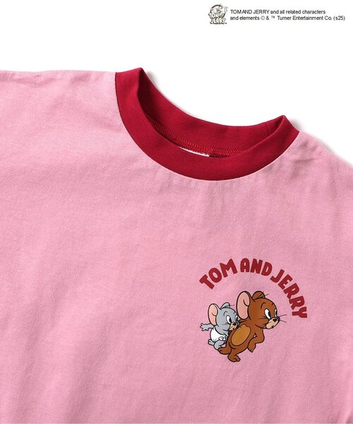 Tom＆Jerry（トムアンドジェリー）の「トムとジェリー リンガーTシャツ（Tシャツ/カットソー・キッズ・クリーム/ミント/ピンク・80/90/100/110/120/130）」の9枚目の写真