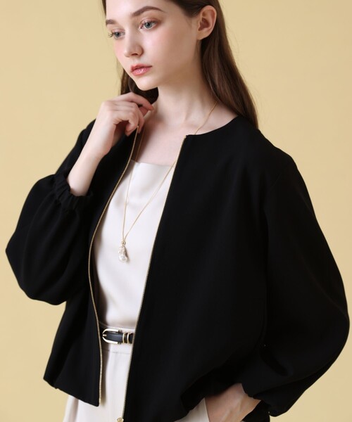 ANAYI トリアセサテン フードブルゾン 38 ネイビー ANAYI トリアセサテン フードブルゾン 38 ネイビー