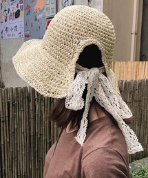 麦わら帽子 リボン」に該当するベージュ系のレディースファッション