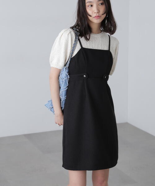 FREE'S MART(フリーズマート)の「ツイードライクキャミミニワンピース(ワンピース・レディース・ブラック/ホワイト系その他・SMALL/MEDIUM)」の2枚目の写真