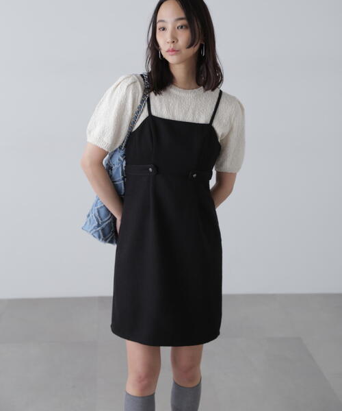 FREE'S MART(フリーズマート)の「ツイードライクキャミミニワンピース(ワンピース・レディース・ブラック/ホワイト系その他・SMALL/MEDIUM)」の4枚目の写真