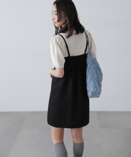 FREE'S MART(フリーズマート)の「ツイードライクキャミミニワンピース(ワンピース・レディース・ブラック/ホワイト系その他・SMALL/MEDIUM)」の5枚目の写真