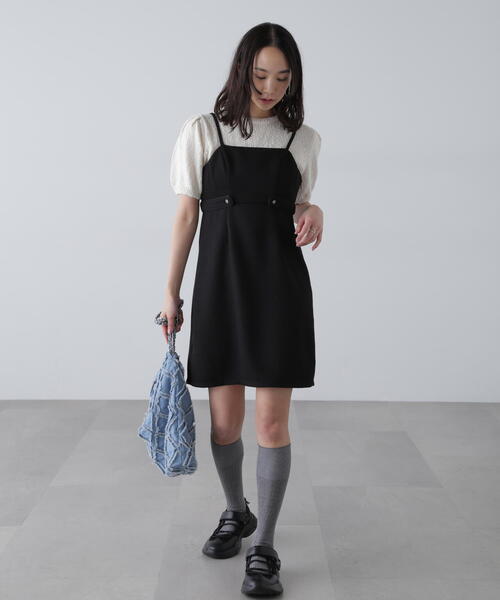 FREE'S MART(フリーズマート)の「ツイードライクキャミミニワンピース(ワンピース・レディース・ブラック/ホワイト系その他・SMALL/MEDIUM)」の6枚目の写真