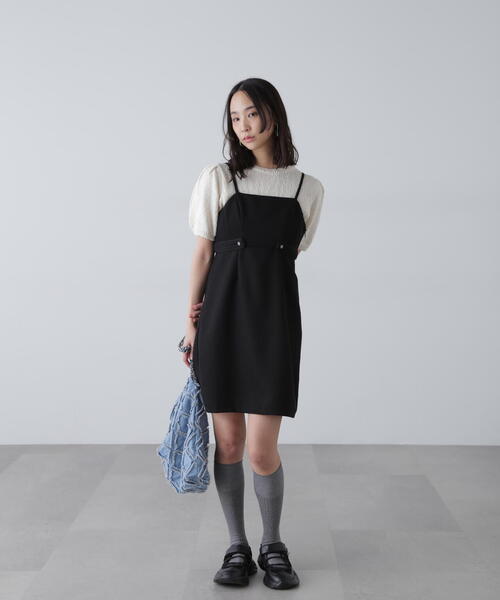 FREE'S MART(フリーズマート)の「ツイードライクキャミミニワンピース(ワンピース・レディース・ブラック/ホワイト系その他・SMALL/MEDIUM)」の7枚目の写真