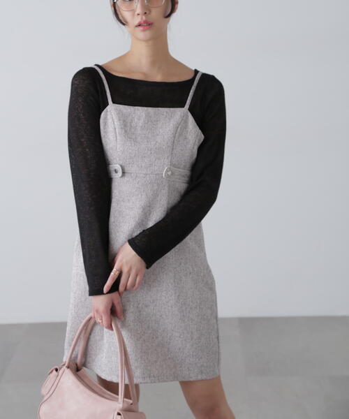 FREE'S MART(フリーズマート)の「ツイードライクキャミミニワンピース(ワンピース・レディース・ブラック/ホワイト系その他・SMALL/MEDIUM)」の11枚目の写真