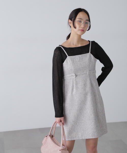 FREE'S MART(フリーズマート)の「ツイードライクキャミミニワンピース(ワンピース・レディース・ブラック/ホワイト系その他・SMALL/MEDIUM)」の12枚目の写真