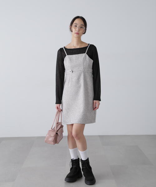 FREE'S MART(フリーズマート)の「ツイードライクキャミミニワンピース(ワンピース・レディース・ブラック/ホワイト系その他・SMALL/MEDIUM)」の13枚目の写真