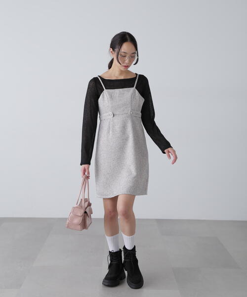 FREE'S MART(フリーズマート)の「ツイードライクキャミミニワンピース(ワンピース・レディース・ブラック/ホワイト系その他・SMALL/MEDIUM)」の14枚目の写真