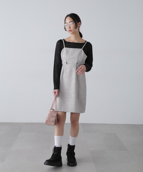 FREE'S MART(フリーズマート)の「ツイードライクキャミミニワンピース(ワンピース・レディース・ブラック/ホワイト系その他・SMALL/MEDIUM)」の15枚目の写真