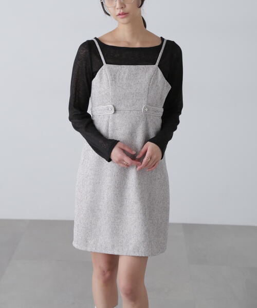 FREE'S MART(フリーズマート)の「ツイードライクキャミミニワンピース(ワンピース・レディース・ブラック/ホワイト系その他・SMALL/MEDIUM)」の16枚目の写真