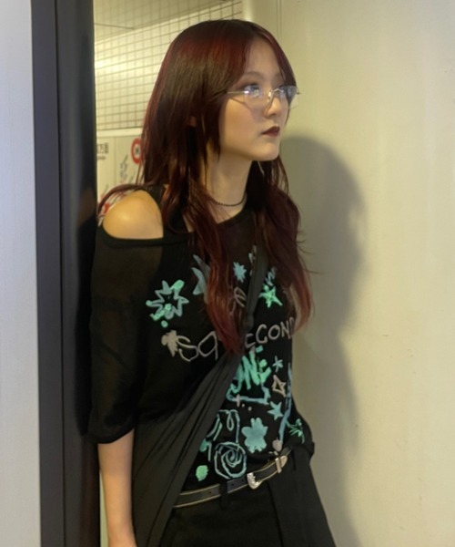 JEANASIS（ジーナシス）の「【25quee】イラストシアーTシャツ/455522（Tシャツ/カットソー・レディース・ブラック系その他/ブラック/ホワイト系その他/ホワイト・FREE）」の4枚目の写真