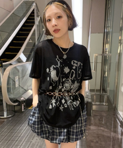 JEANASIS（ジーナシス）の「【25quee】イラストシアーTシャツ/455522（Tシャツ/カットソー・レディース・ブラック系その他/ブラック/ホワイト系その他/ホワイト・FREE）」の3枚目の写真