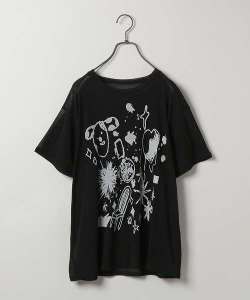 JEANASIS（ジーナシス）の「【25quee】イラストシアーTシャツ/455522（Tシャツ/カットソー・レディース・ブラック系その他/ブラック/ホワイト系その他/ホワイト・FREE）」の13枚目の写真